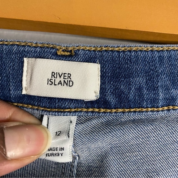 River Island Women's Medium Indigo Mid Rise Distressed Skinny Denim Jean - Picture 4 of 6